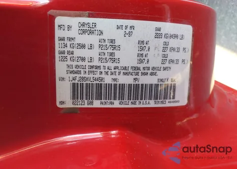 1997 Jeep Cherokee Se from USA, damaged, VIN 1J4FJ28SXVL544501